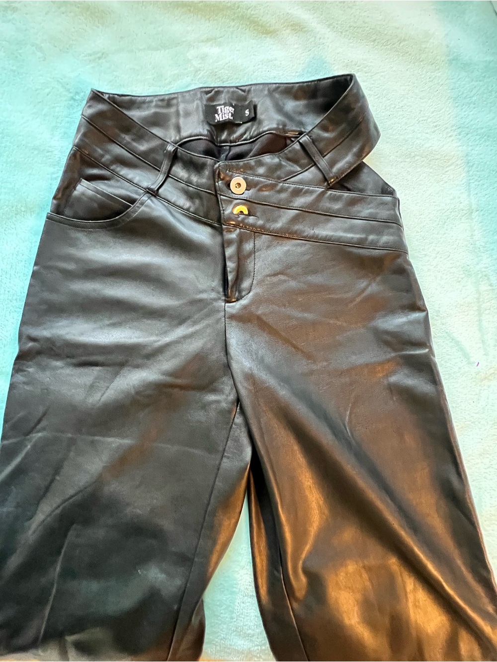 Tiger Mist Black Faux Leather women’s Pants